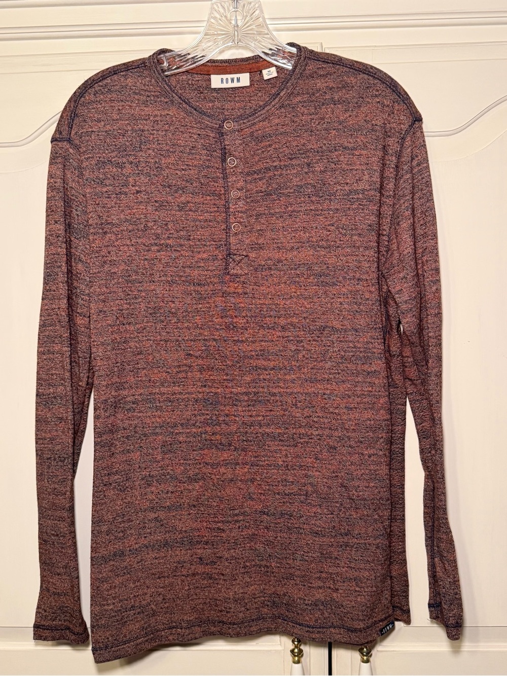 Men's Long-Sleeve Henley Shirt in Heathered Rust